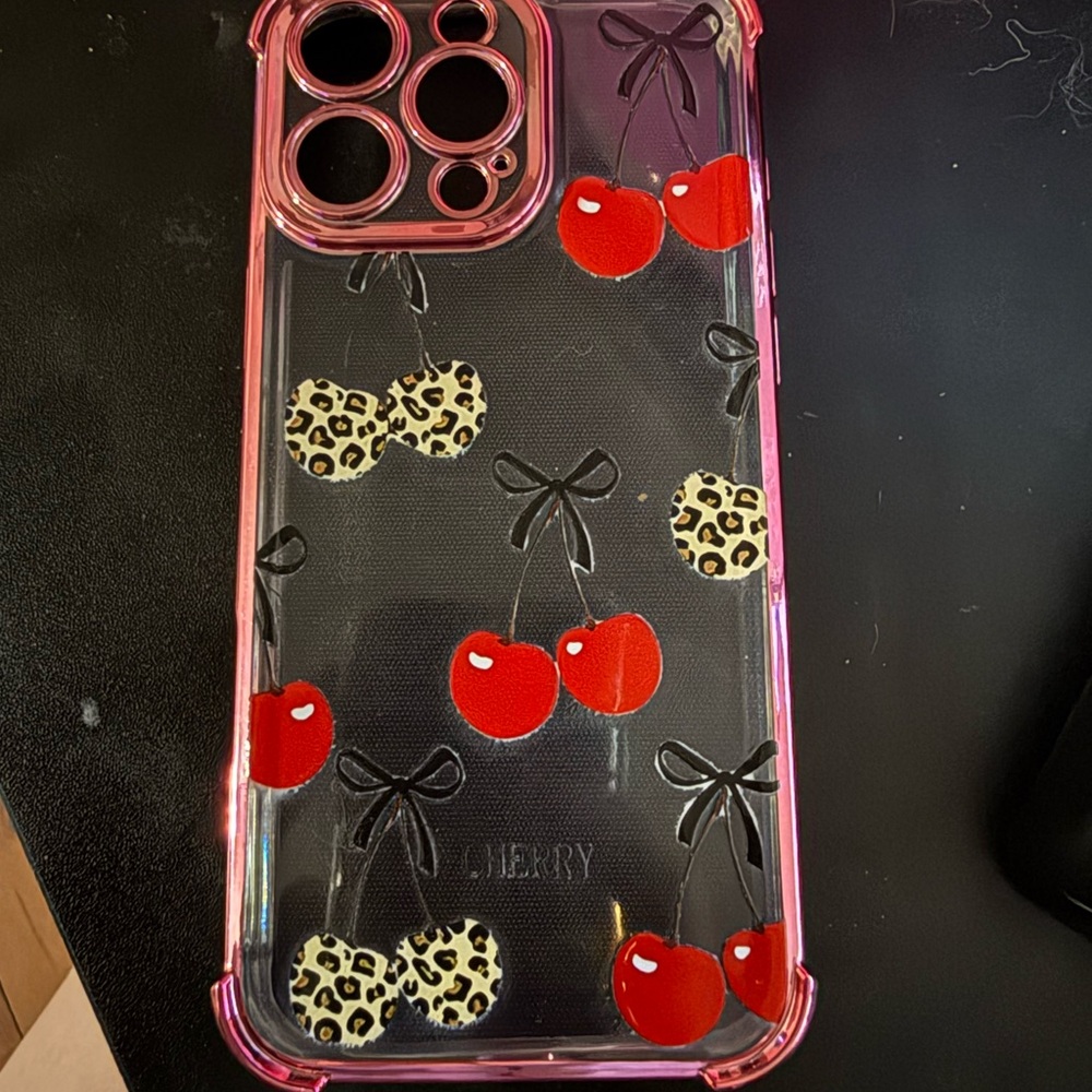 Cherry Patterned Phone Case - Pink and Red